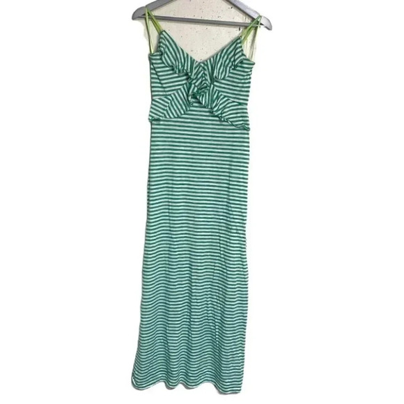 Max Studio Dresses & Skirts - Max Studio S green & white striped ruffle top maxi dress
